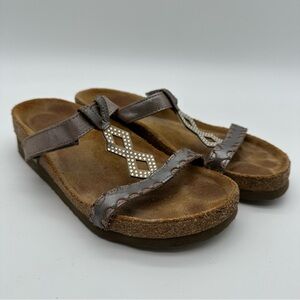 Naot Metallic Leather Sandals with Studded Accents